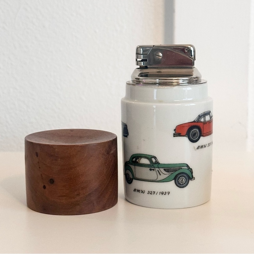 VTG BMW Germany Porcelain Tabletop Empty Lighter Cigarette Jar Automobiles READ! - Picture 11 of 15